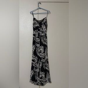 Fashion Nova Monochrome Leaf Pattern spaghetti straps tanktop romper pants suit